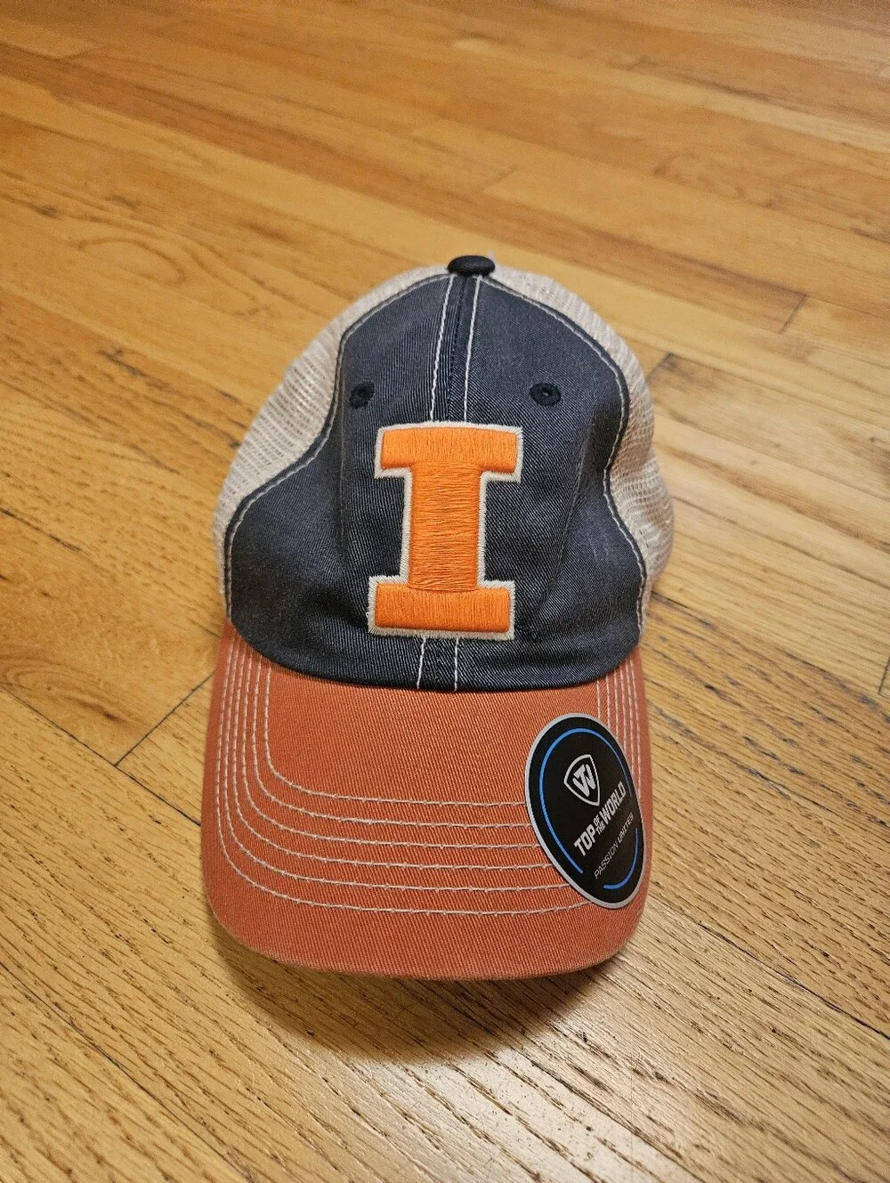 New Men's Top of the World Orange/Tan Illinois Fighting Illini Offroad Trucker H